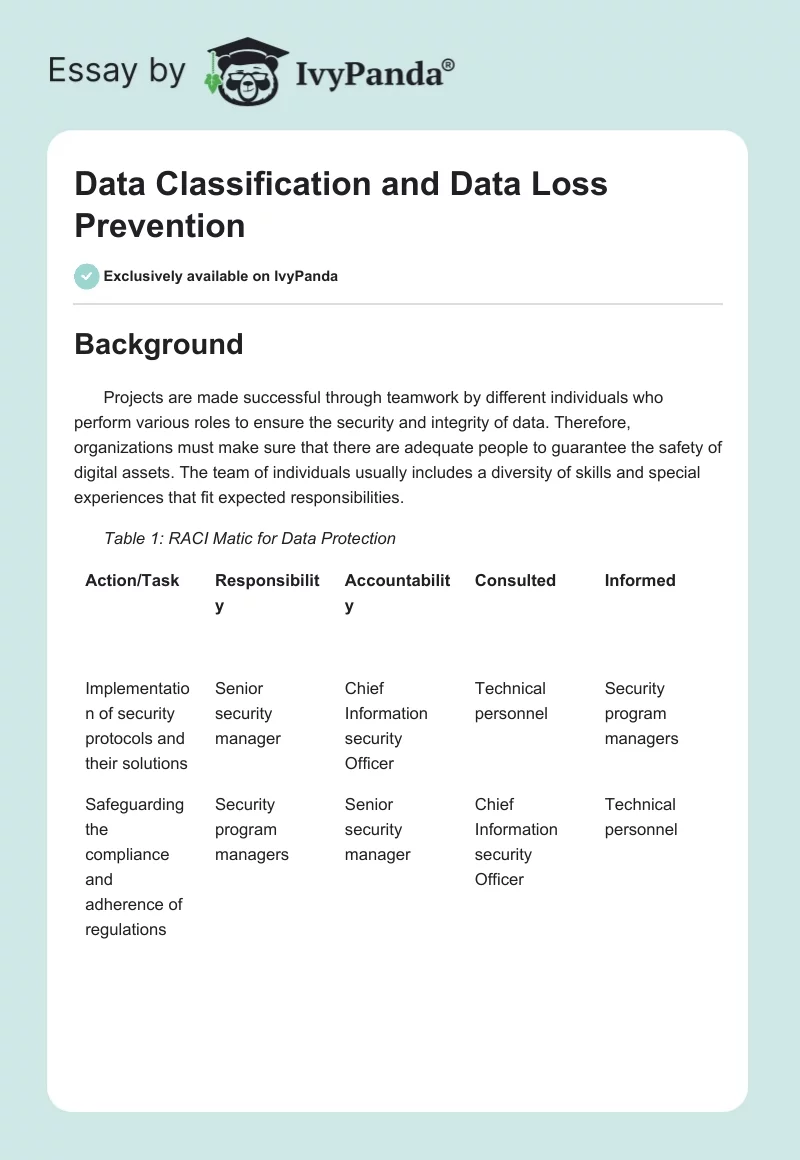 Data Classification and Data Loss Prevention. Page 1