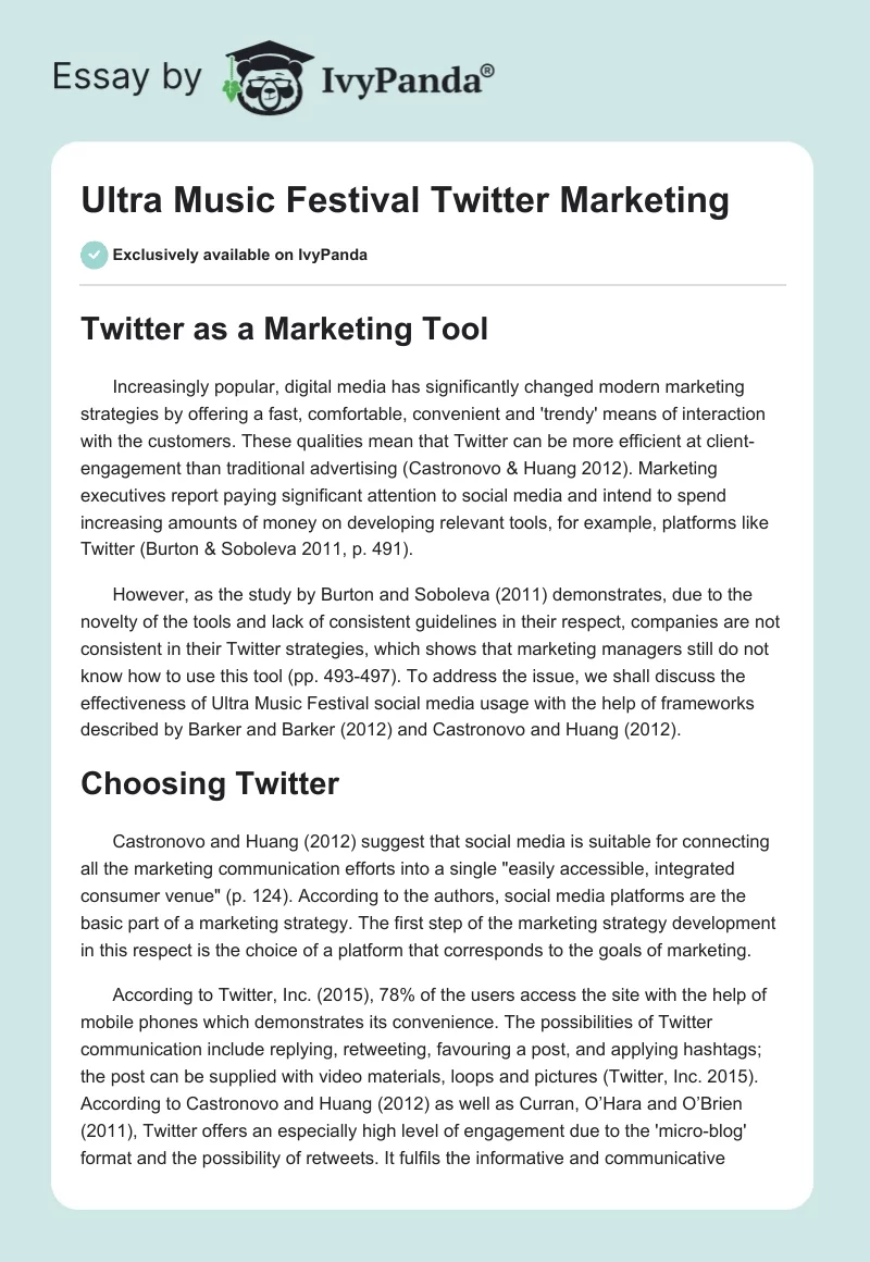 Ultra Music Festival Twitter Marketing. Page 1