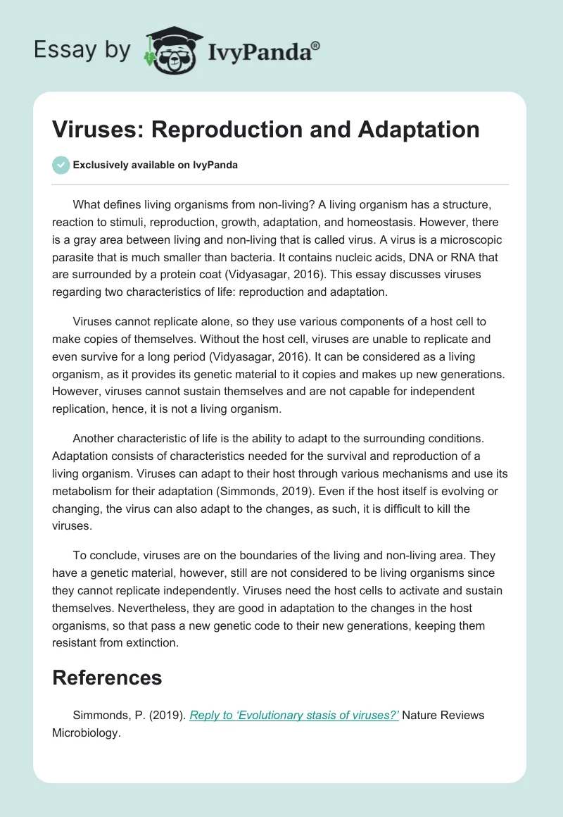 Viruses: Reproduction and Adaptation. Page 1