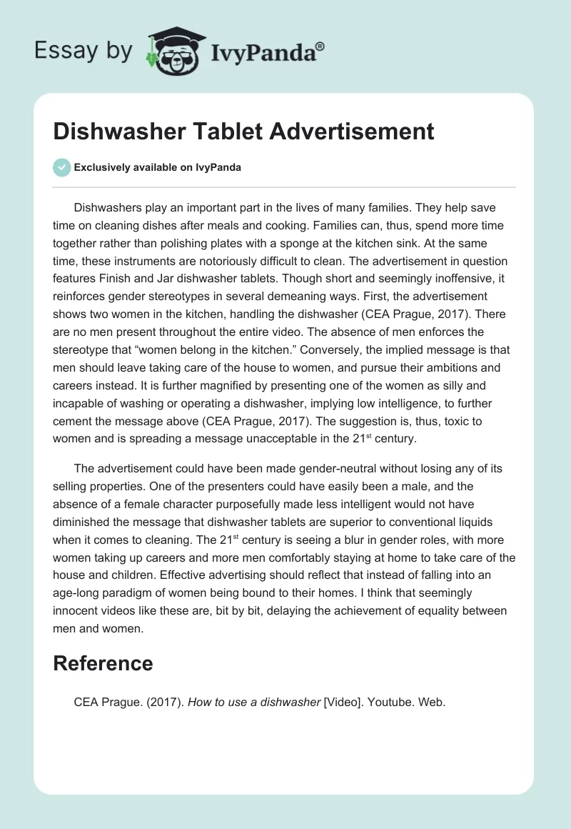 Dishwasher Tablet Advertisement. Page 1