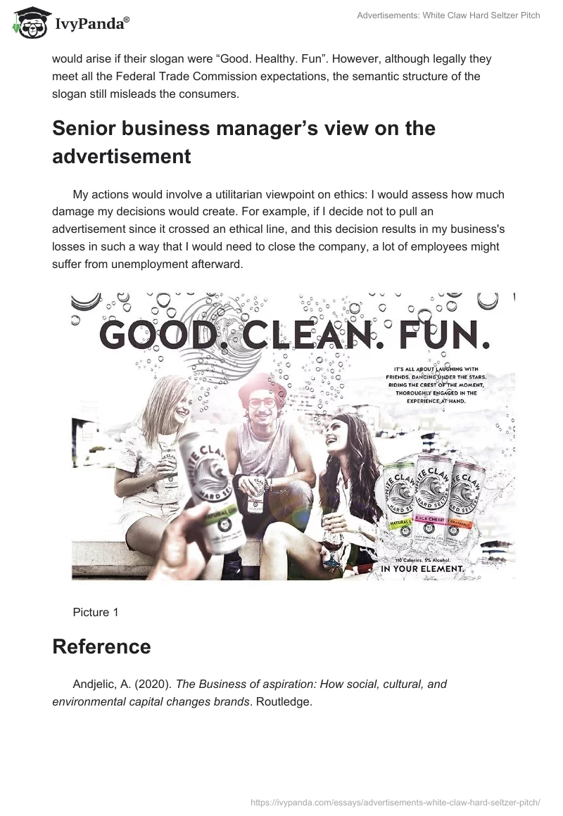 Advertisements: White Claw Hard Seltzer Pitch. Page 2