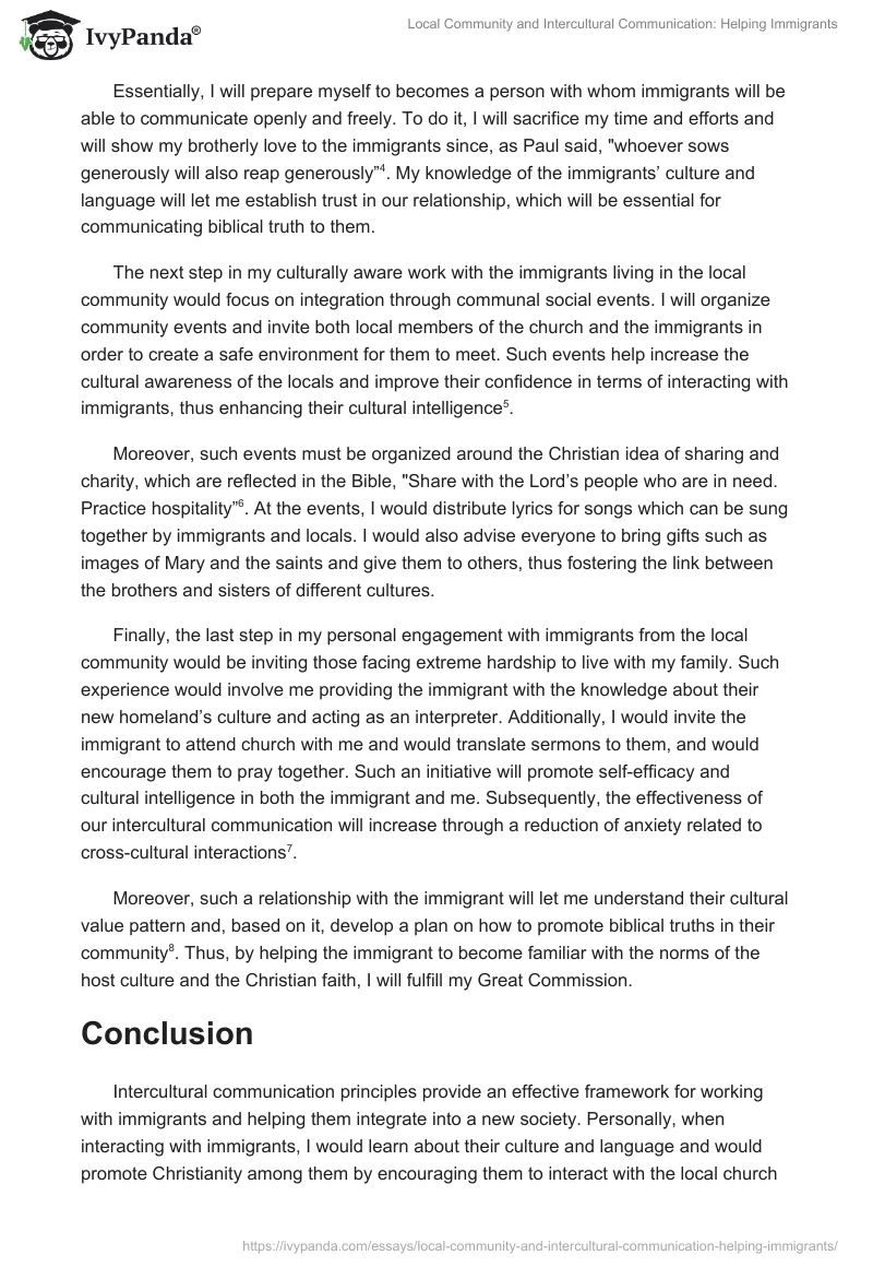 Local Community and Intercultural Communication: Helping Immigrants. Page 2