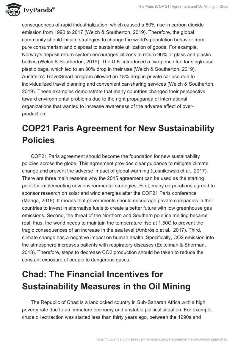 The Paris (COP 21) Agreement and Oil Mining in Chad. Page 3
