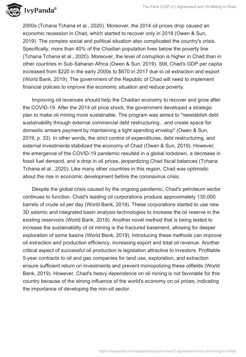 The Paris (COP 21) Agreement and Oil Mining in Chad. Page 4