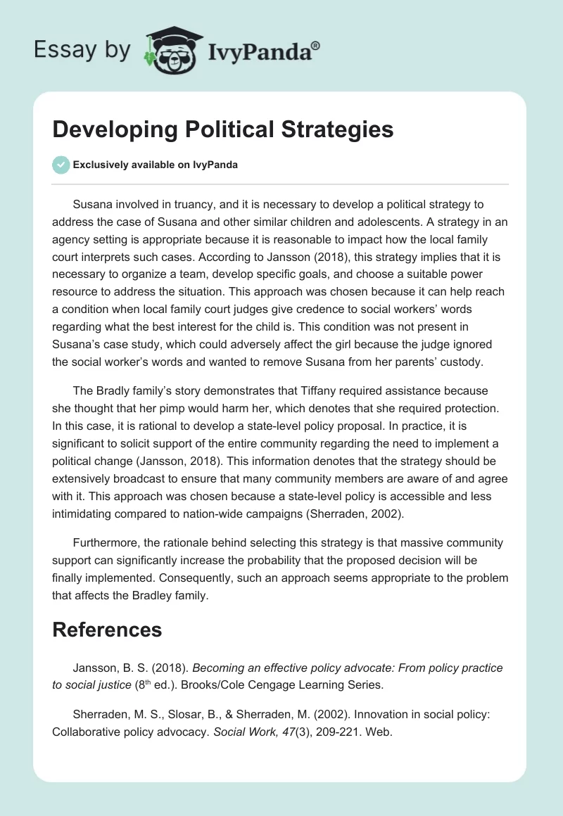 Developing Political Strategies. Page 1