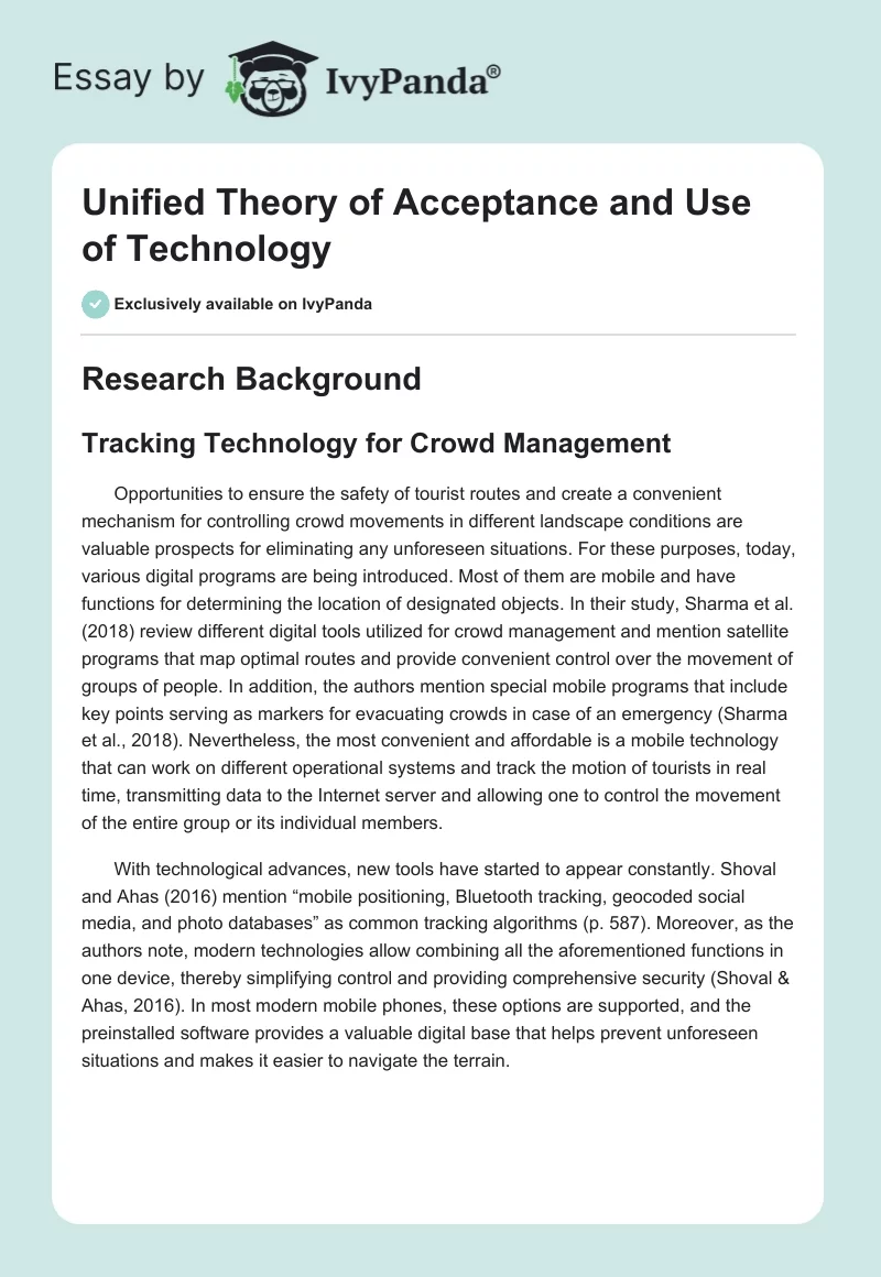 Unified Theory of Acceptance and Use of Technology. Page 1