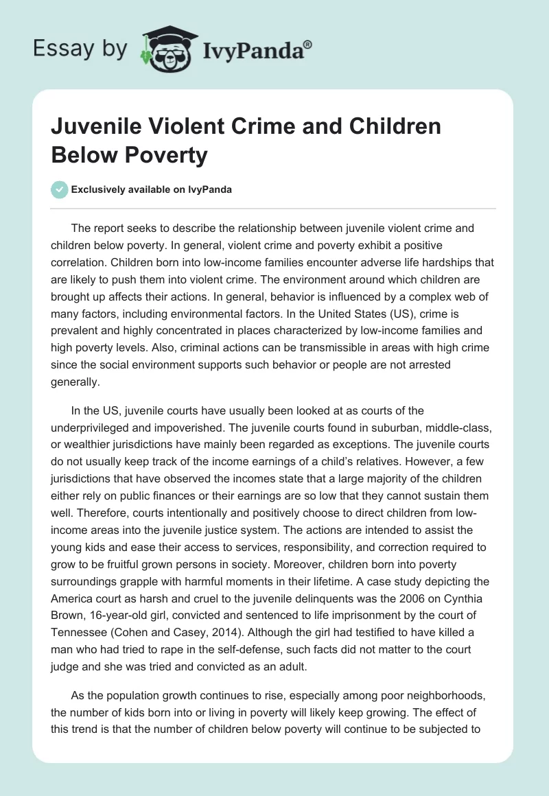 Juvenile Violent Crime and Children Below Poverty. Page 1