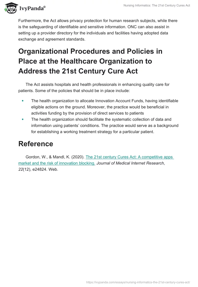 Nursing Informatics: The 21st Century Cures Act. Page 2