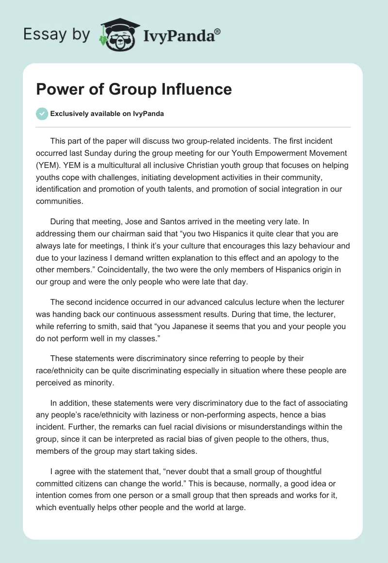Power of Group Influence. Page 1