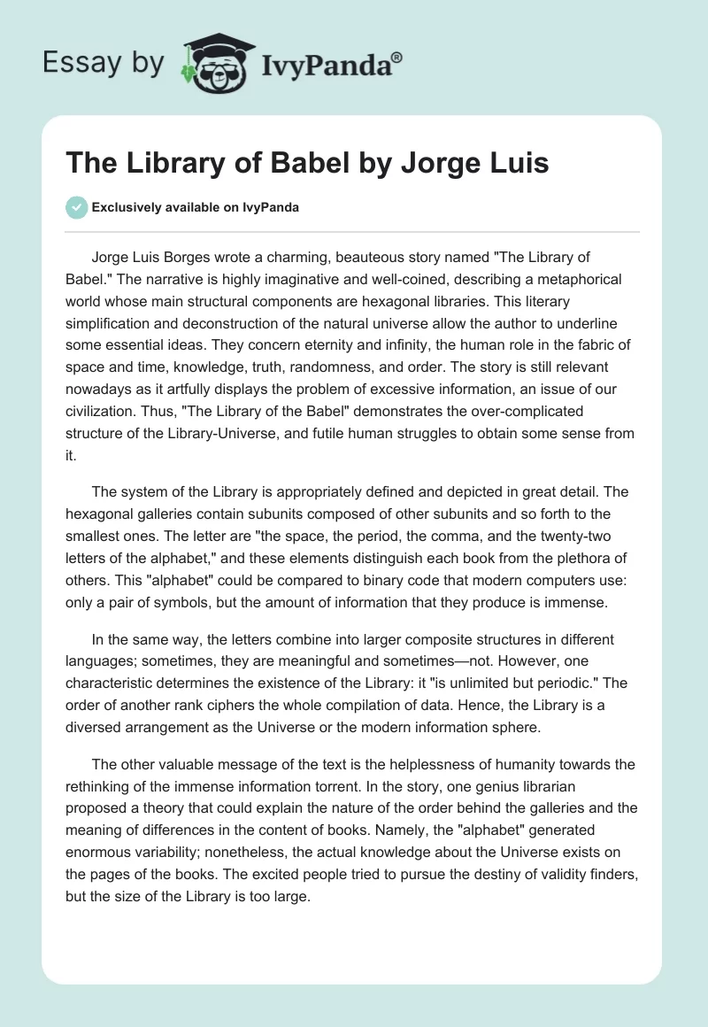 The Library of Babel by Jorge Luis. Page 1