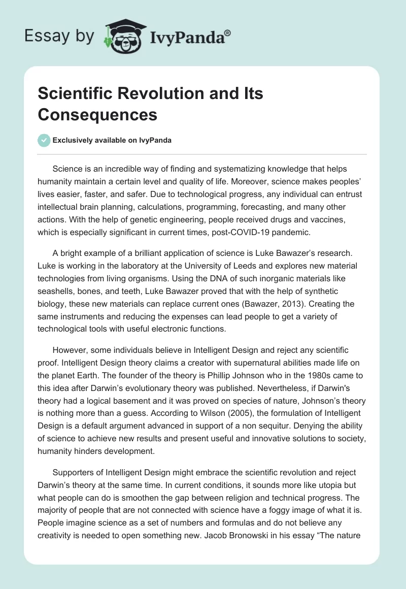 Scientific Revolution and Its Consequences. Page 1
