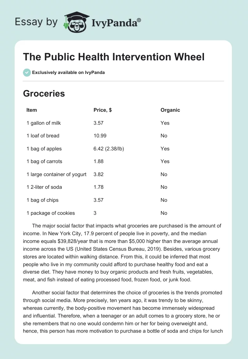 The Public Health Intervention Wheel. Page 1