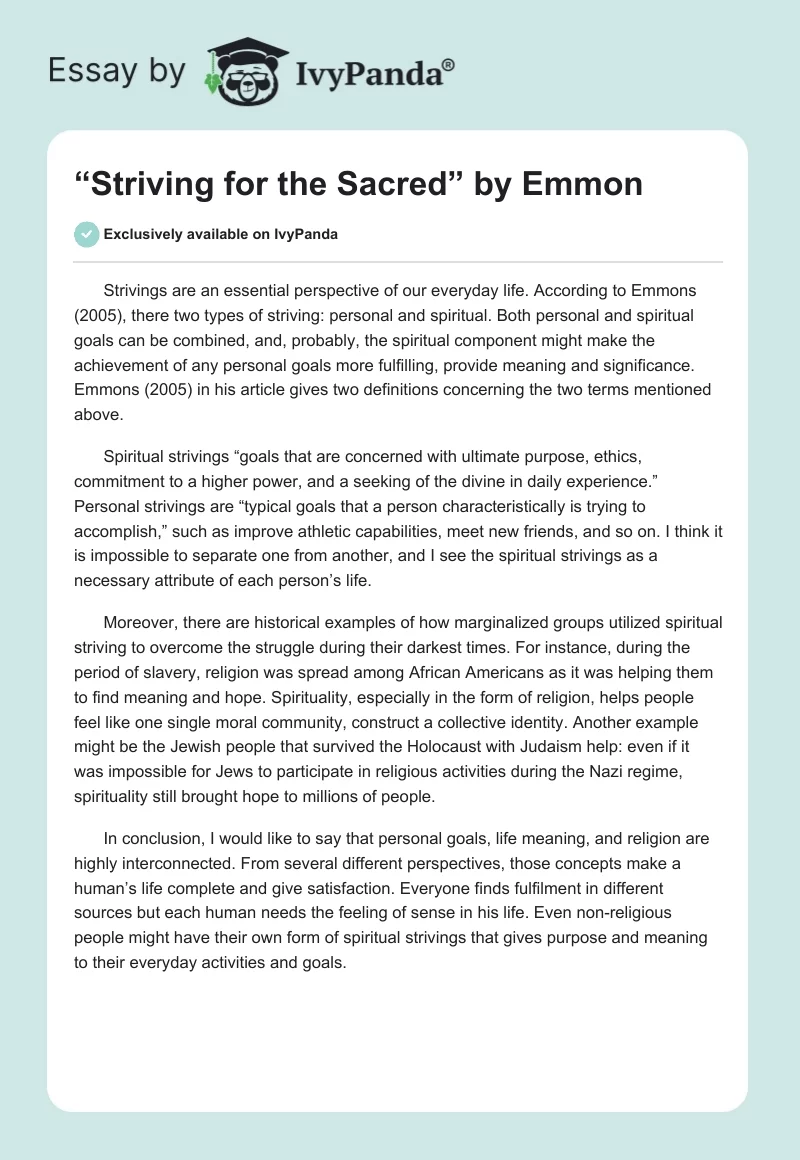 “Striving for the Sacred” by Emmon. Page 1