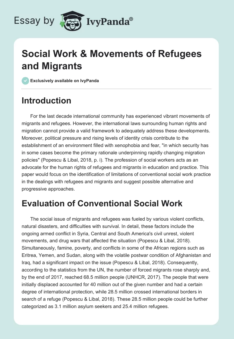 Social Work & Movements of Refugees and Migrants. Page 1