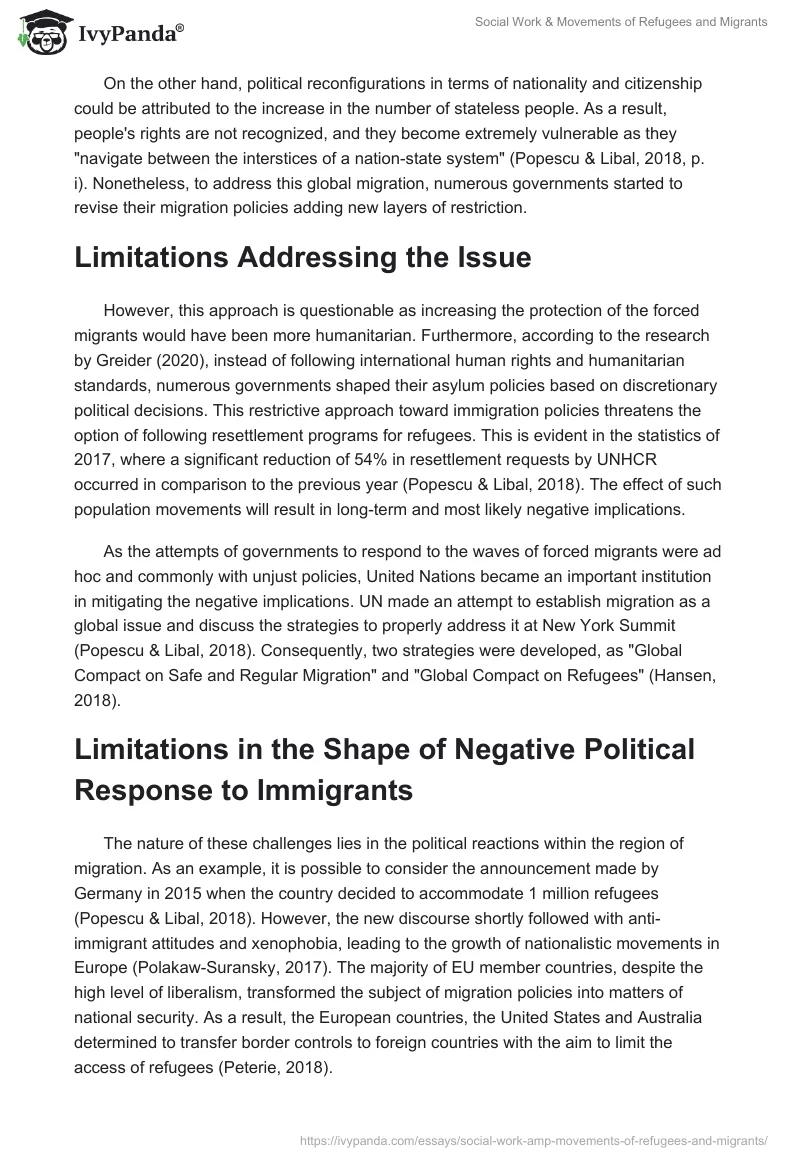 Social Work & Movements of Refugees and Migrants. Page 2