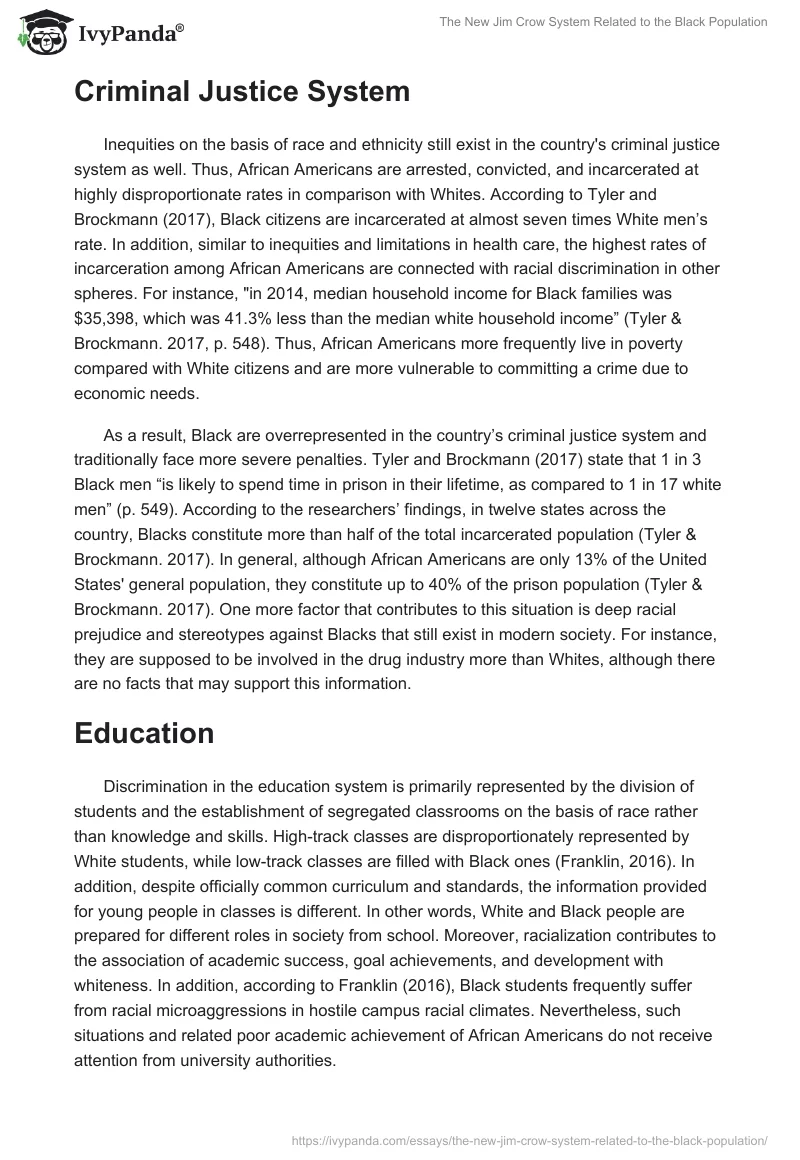 The New Jim Crow System Related to the Black Population. Page 3
