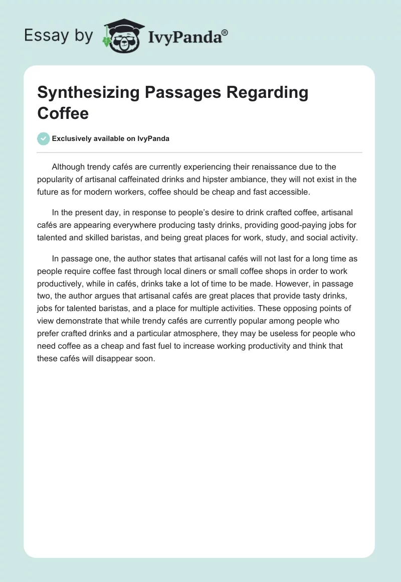 Synthesizing Passages Regarding Coffee. Page 1