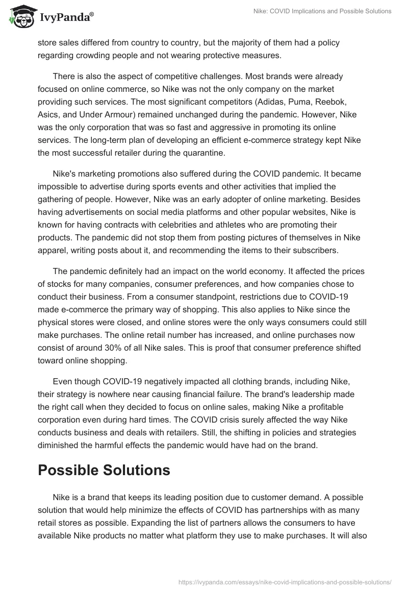 Nike: COVID Implications and Possible Solutions. Page 3
