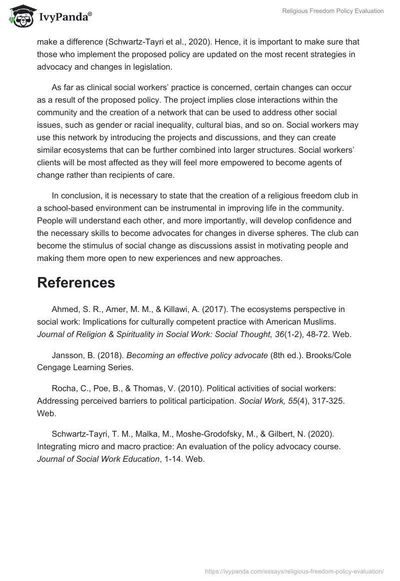 Religious Freedom Policy Evaluation. Page 2