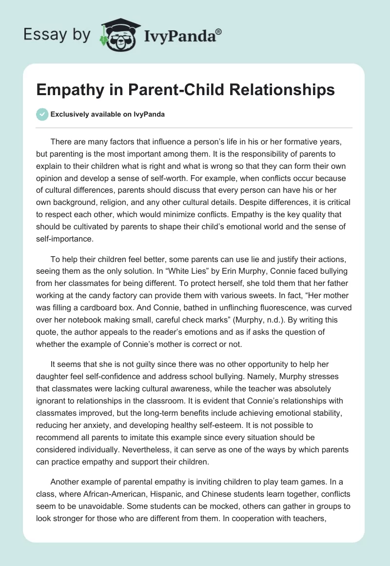 Empathy in Parent-Child Relationships. Page 1