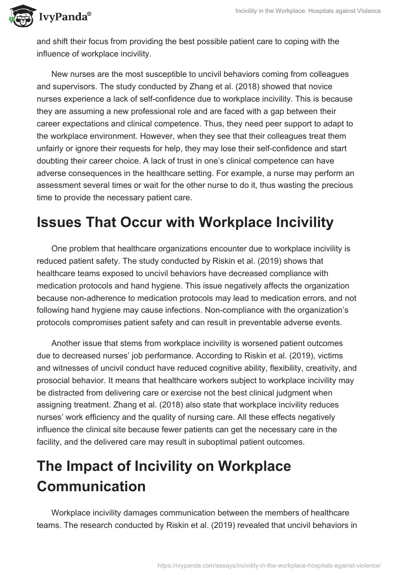 Incivility in the Workplace: Hospitals Against Violence. Page 2