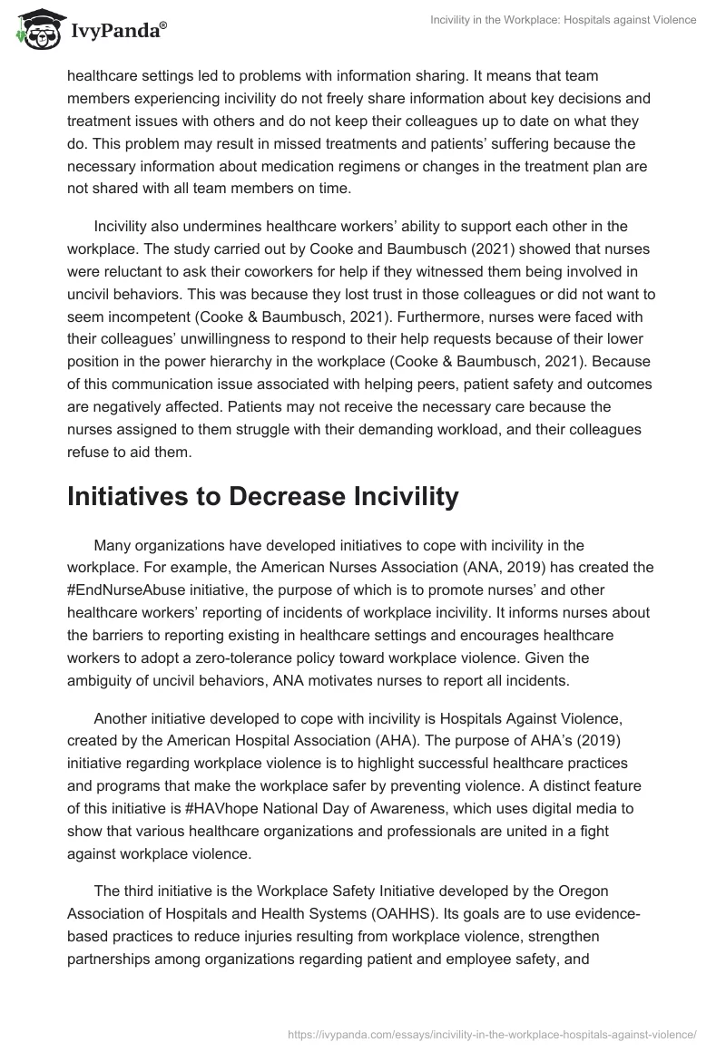 Incivility in the Workplace: Hospitals Against Violence. Page 3