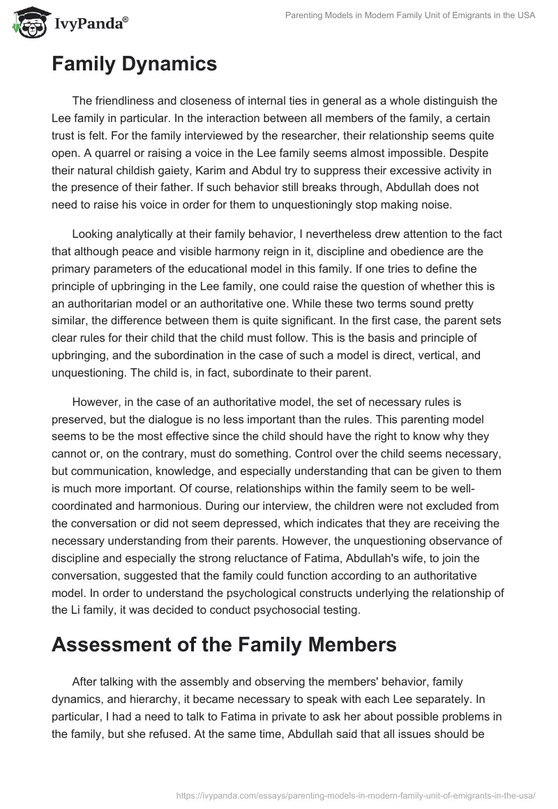 Parenting Models in Modern Family Unit of Emigrants in the USA. Page 4
