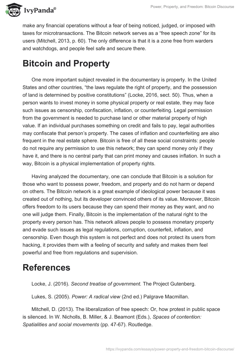 Power, Property, and Freedom: Bitcoin Discourse. Page 3
