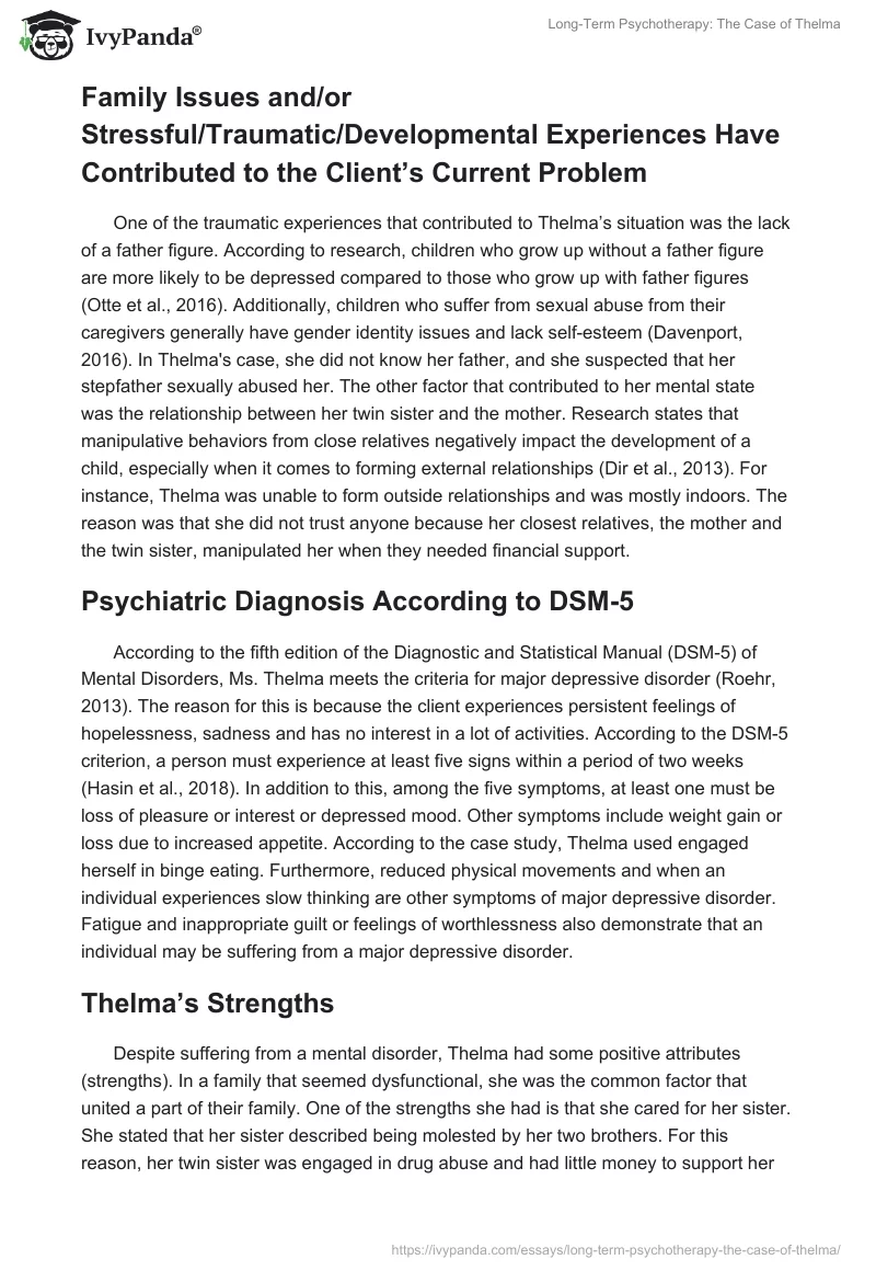 Long-Term Psychotherapy: The Case of Thelma. Page 4