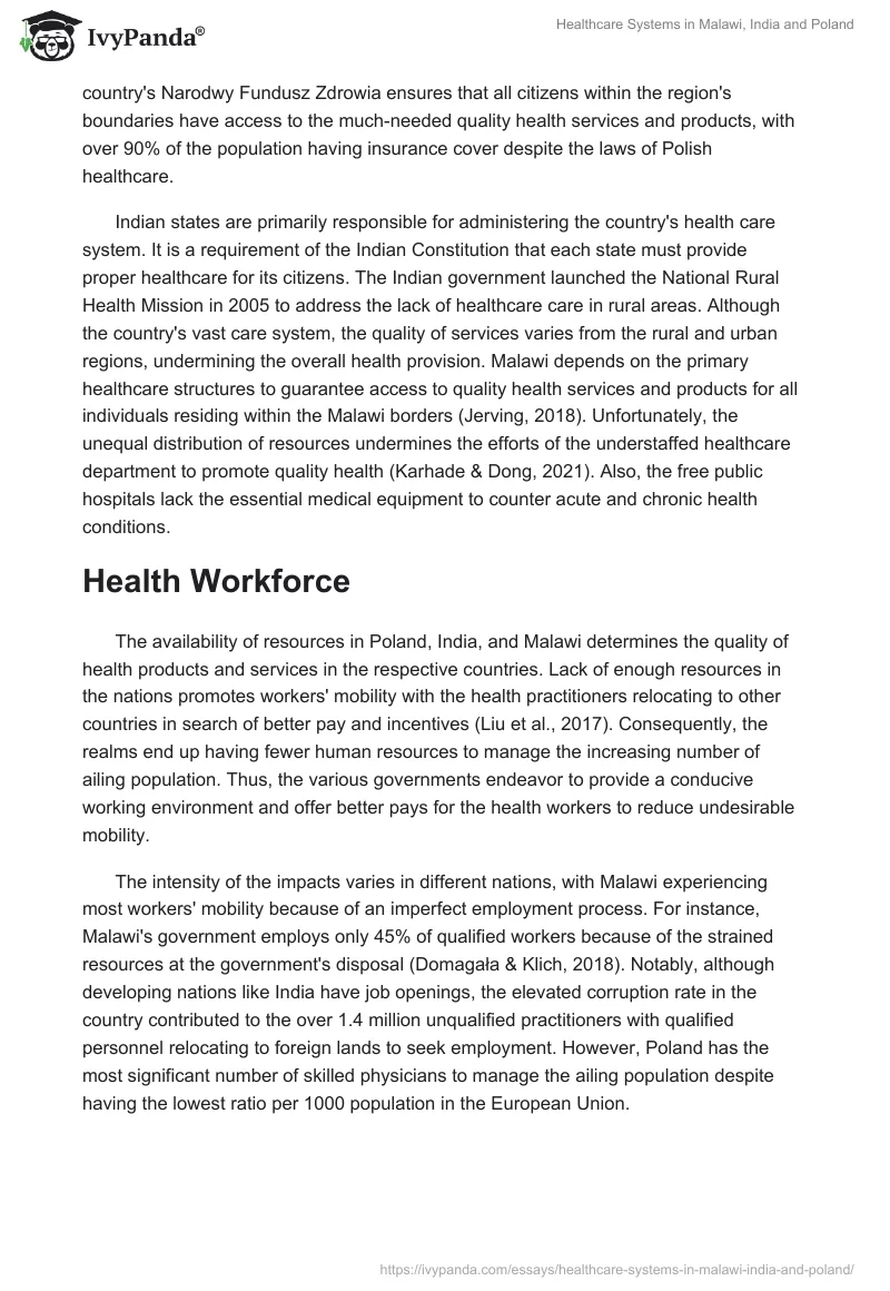 Healthcare Systems in Malawi, India and Poland. Page 2