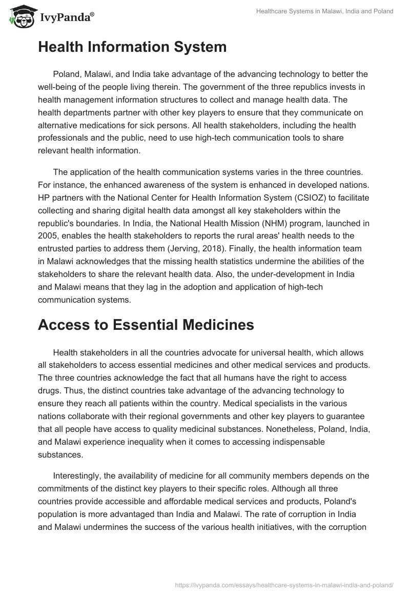 Healthcare Systems in Malawi, India and Poland. Page 3