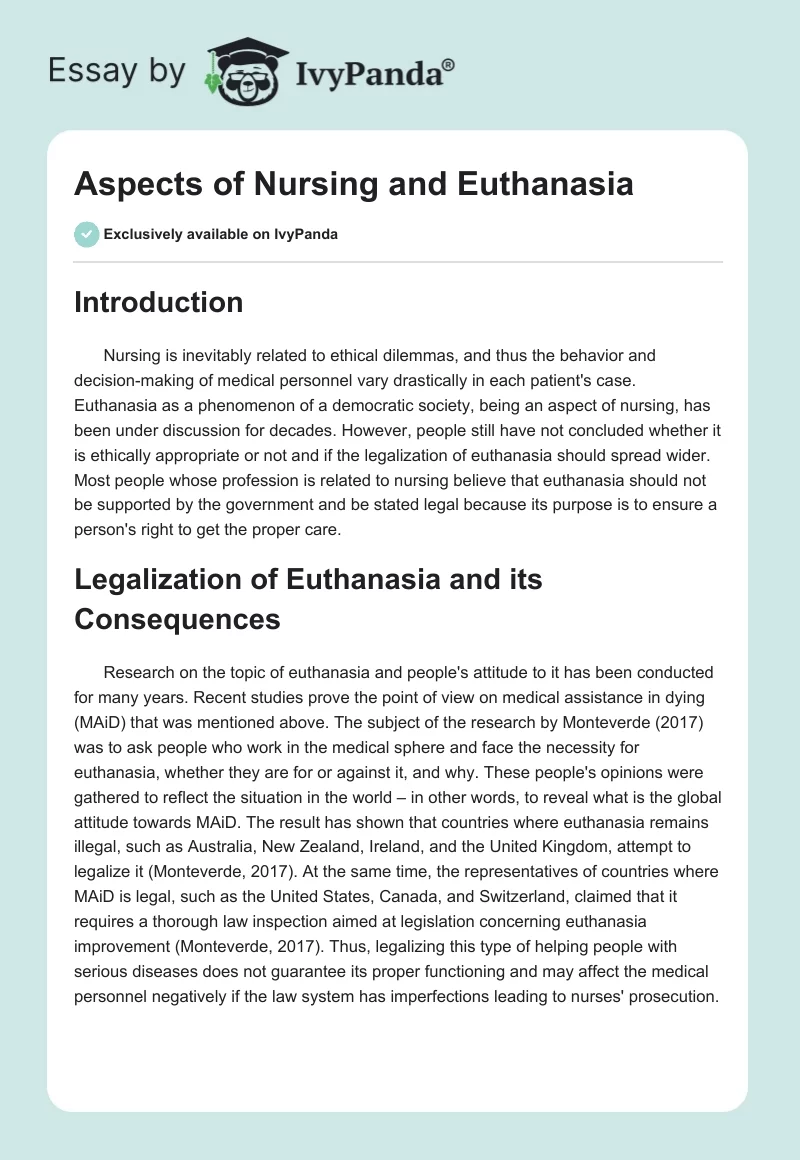 Aspects of Nursing and Euthanasia. Page 1