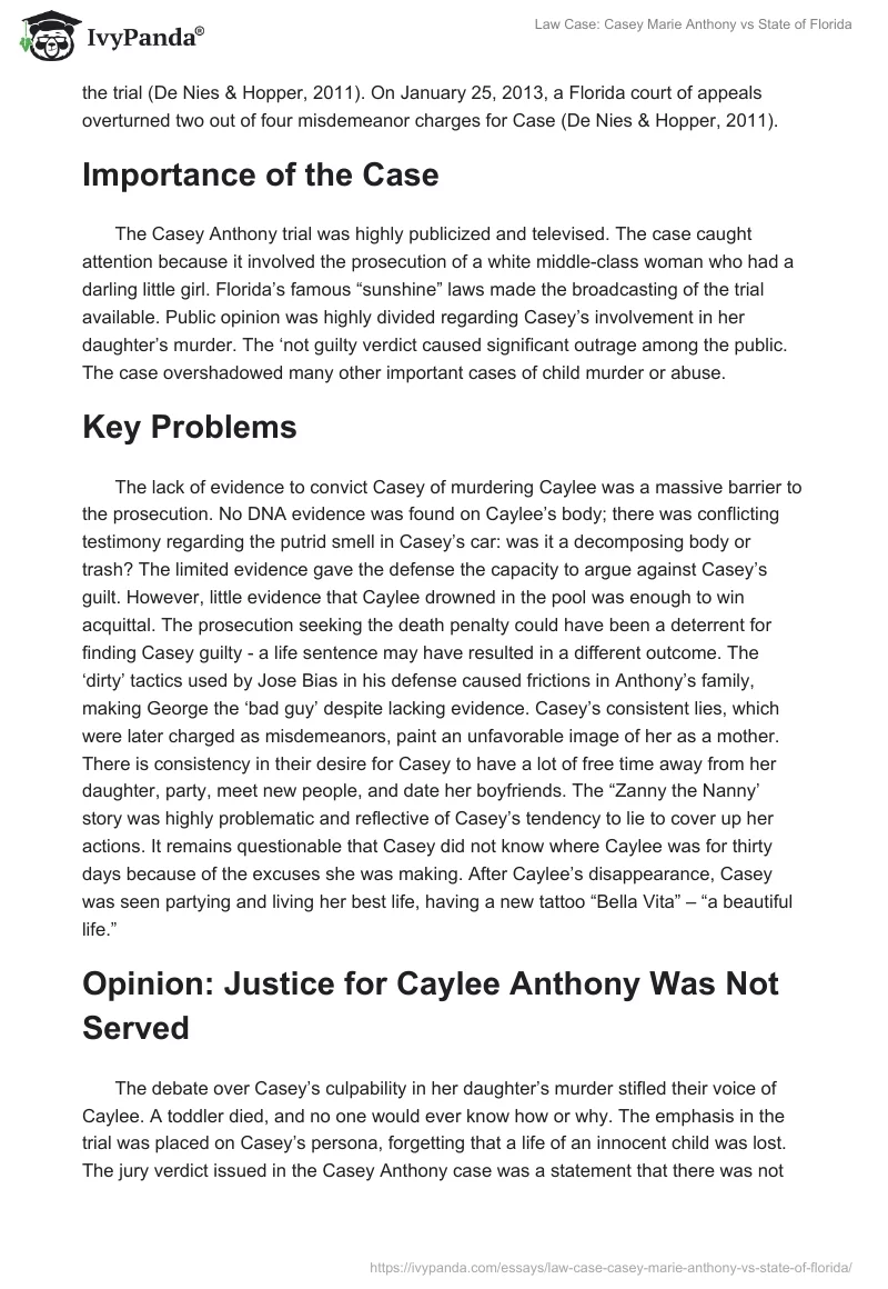 Law Case: Casey Marie Anthony vs State of Florida. Page 2