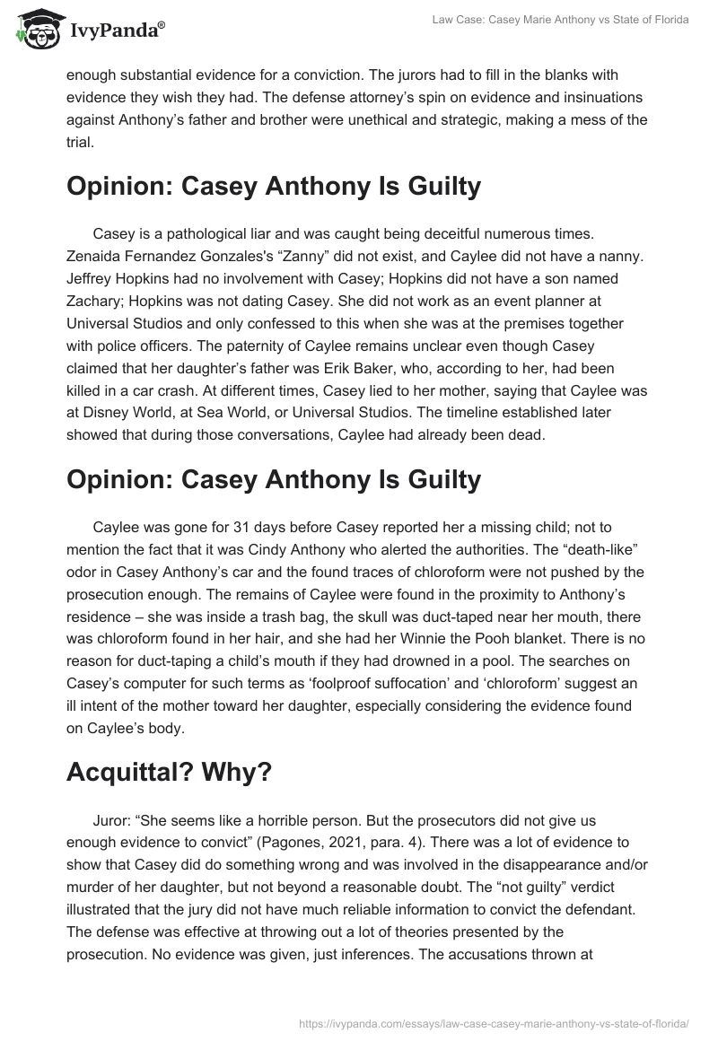 Law Case: Casey Marie Anthony vs State of Florida. Page 3