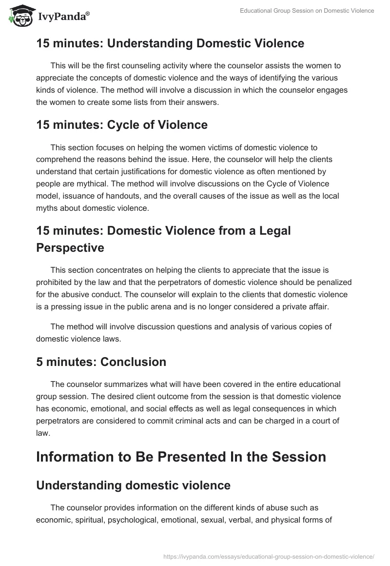 Educational Group Session on Domestic Violence. Page 2
