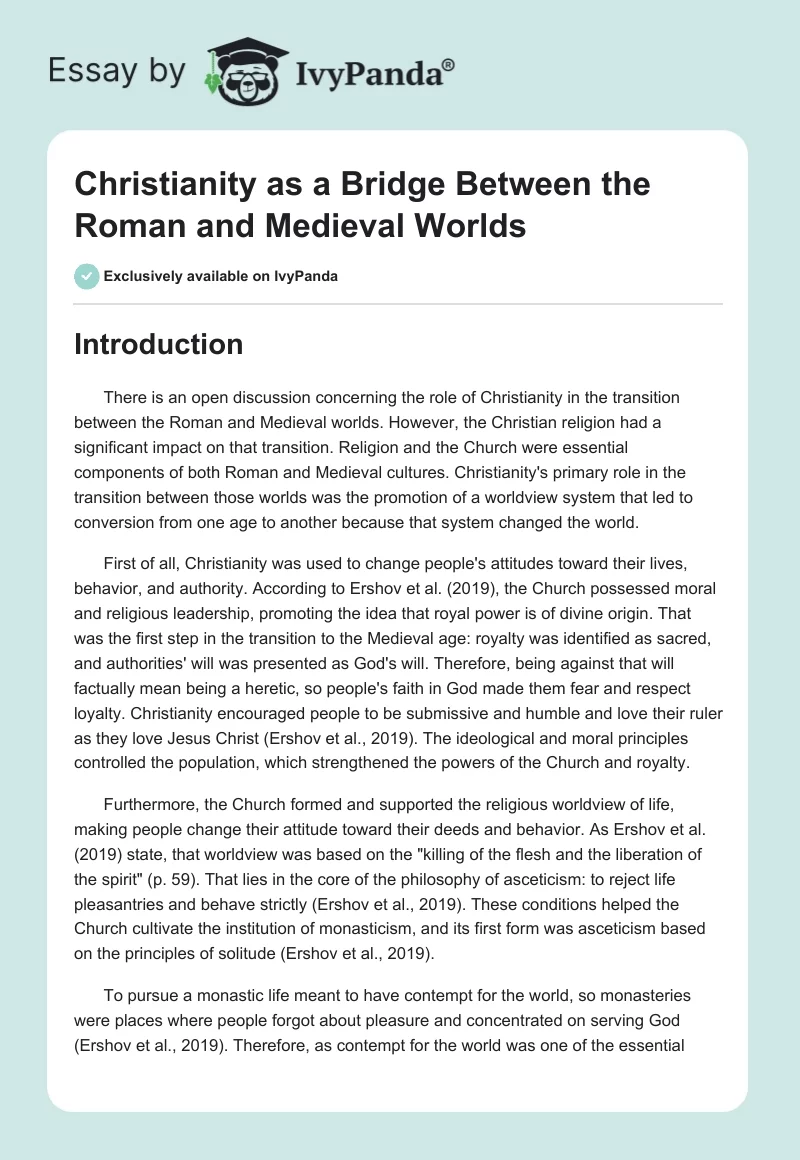 Christianity as a Bridge Between the Roman and Medieval Worlds. Page 1