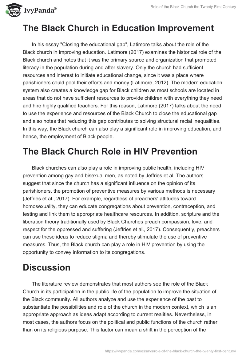 Role of the Black Church the Twenty-First Century. Page 3