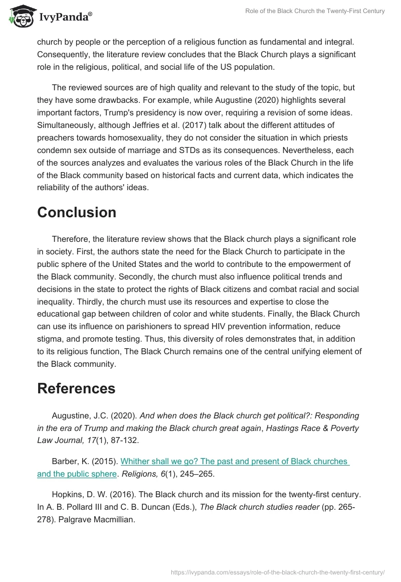 Role of the Black Church the Twenty-First Century. Page 4