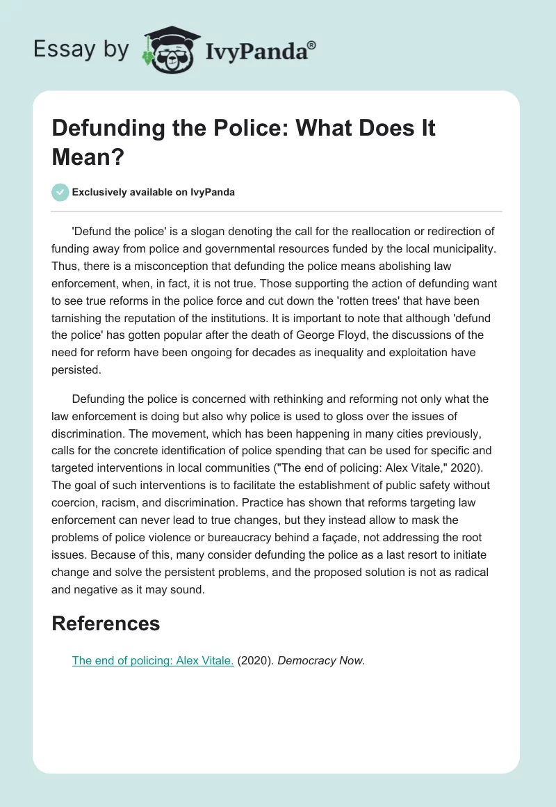Defunding the Police: What Does It Mean?. Page 1