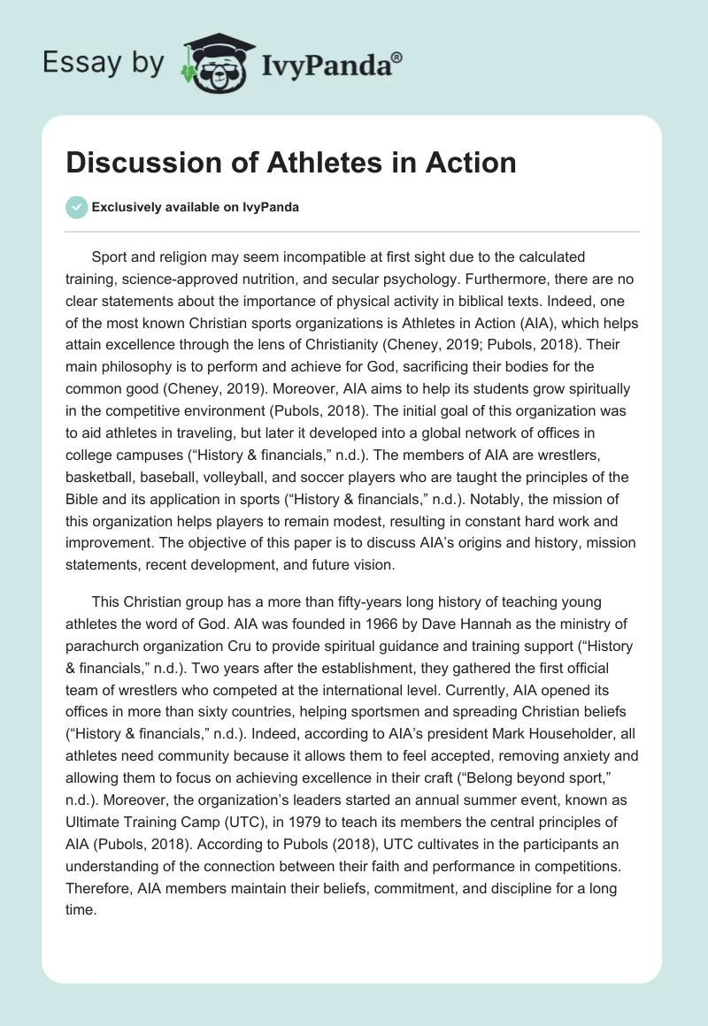 Discussion of Athletes in Action. Page 1