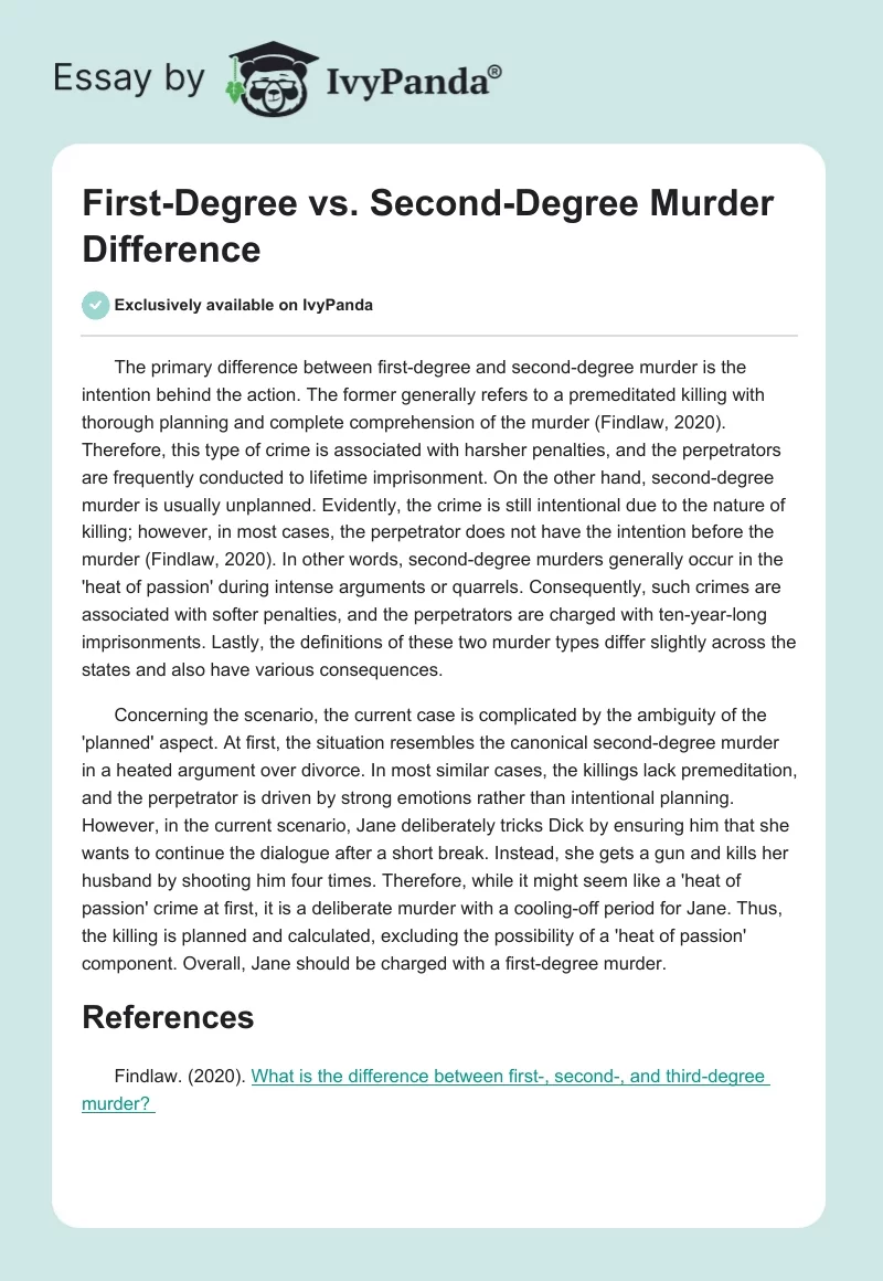 First-Degree vs. Second-Degree Murder Difference. Page 1