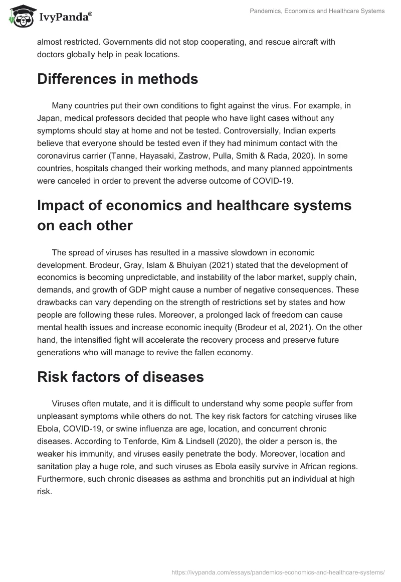Pandemics, Economics and Healthcare Systems. Page 2