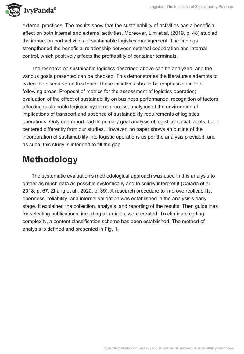 Logistics: The Influence of Sustainability Practices. Page 5