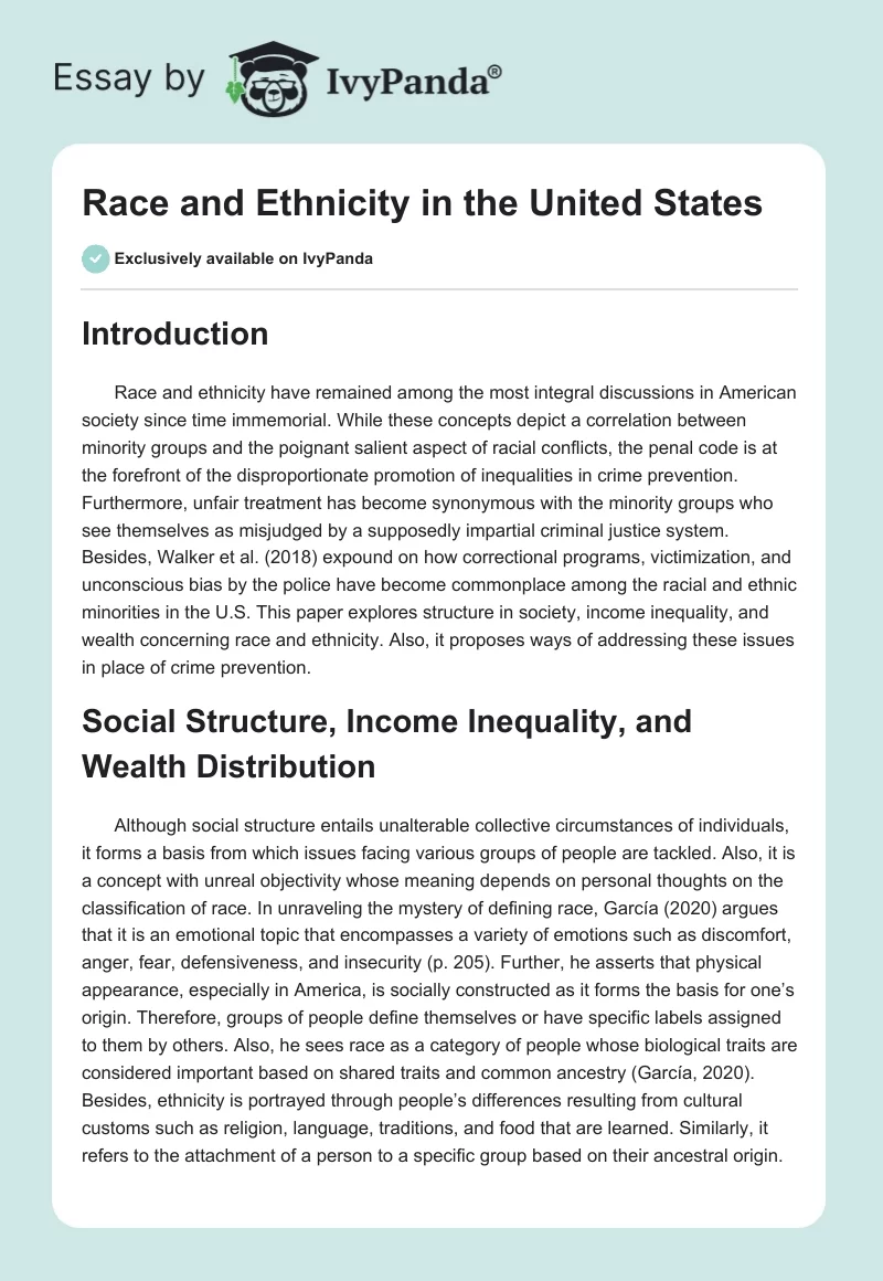 Race and Ethnicity in the United States. Page 1