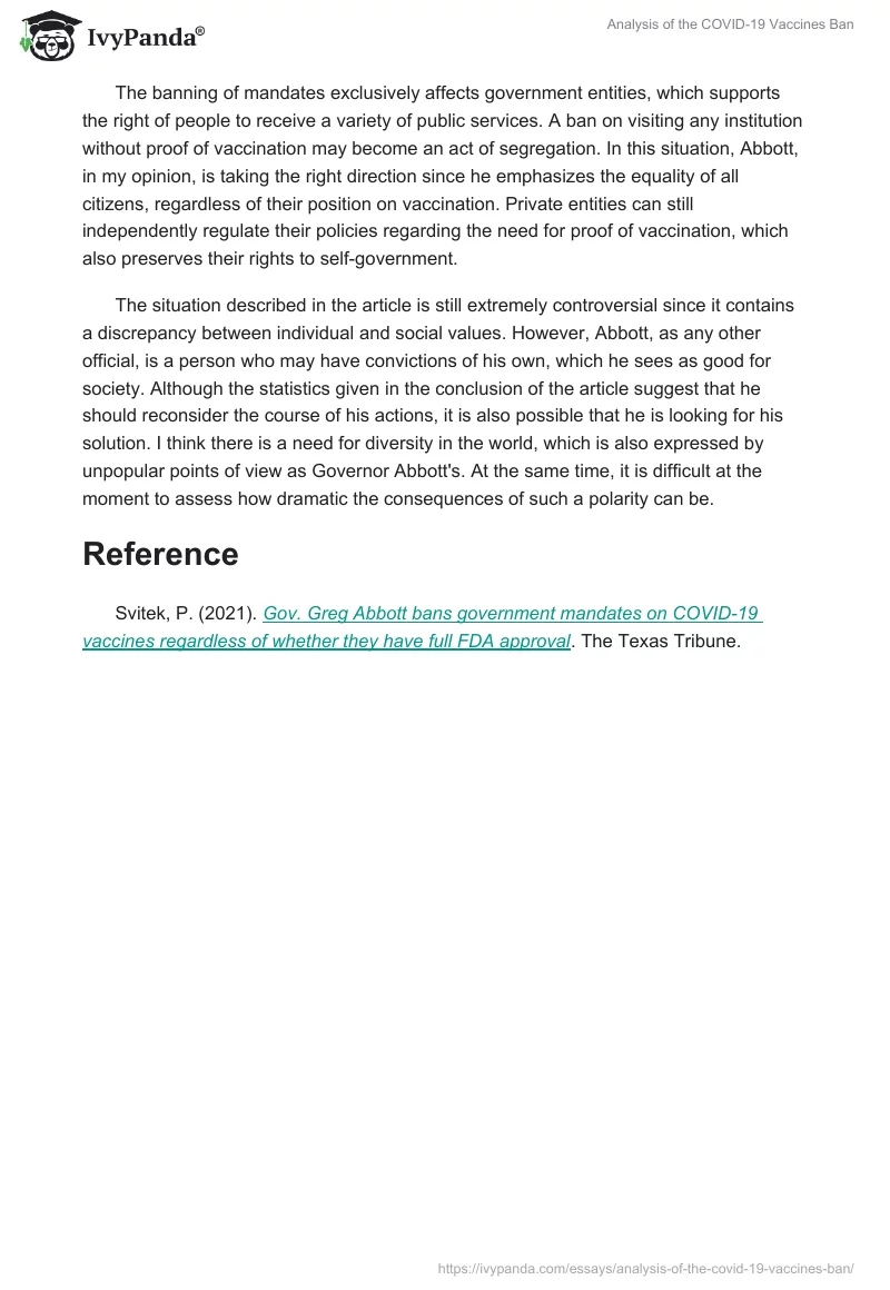Analysis of the COVID-19 Vaccines Ban. Page 2