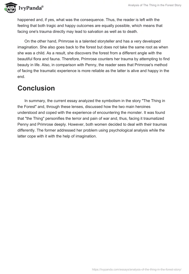 Analysis of "The Thing in the Forest" Story. Page 3