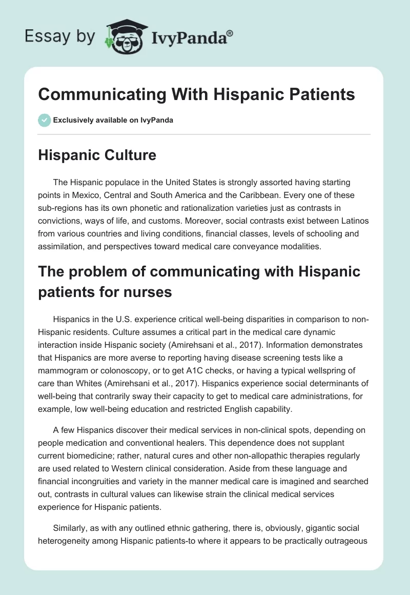 Communicating With Hispanic Patients. Page 1