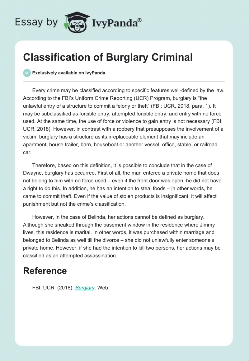 Classification of Burglary Criminal. Page 1