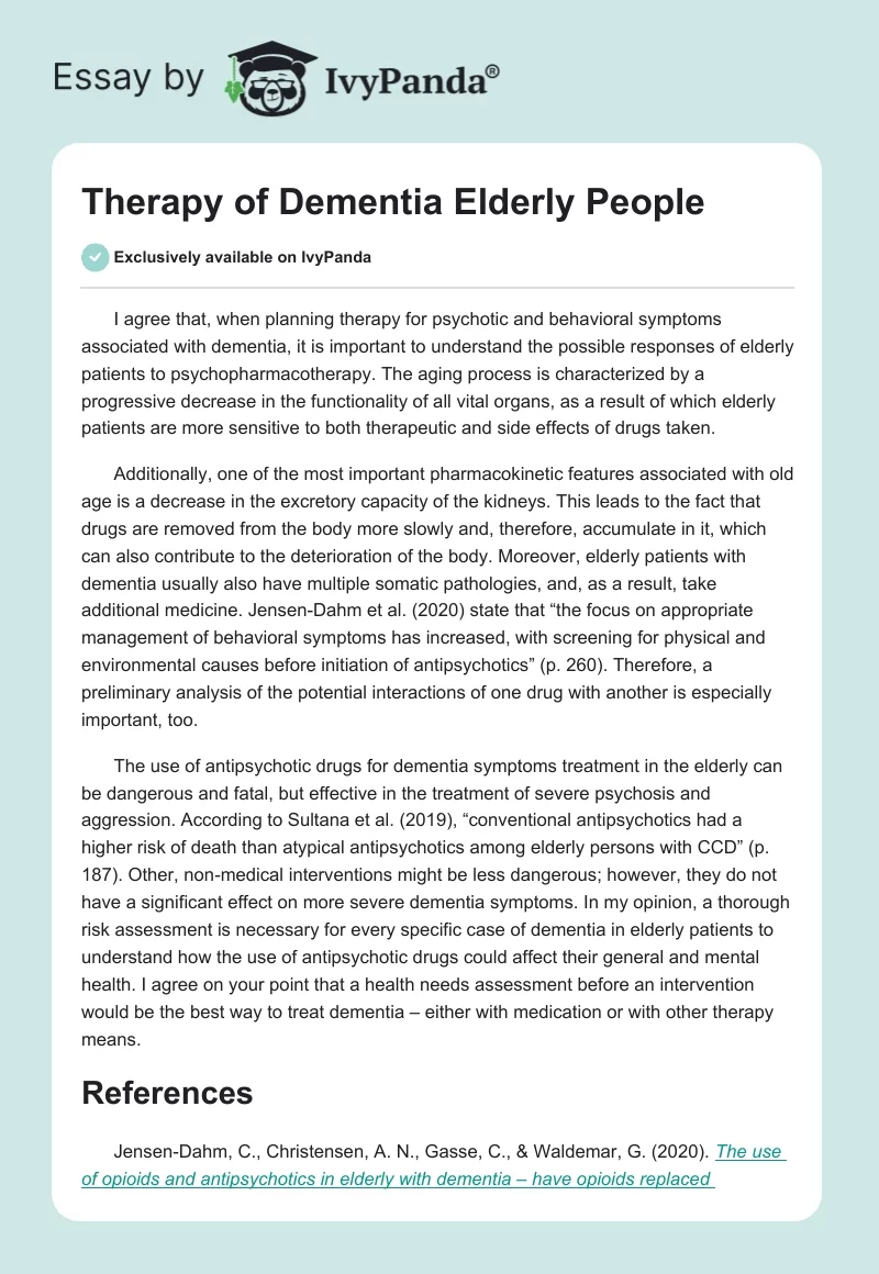 Therapy of Dementia Elderly People. Page 1