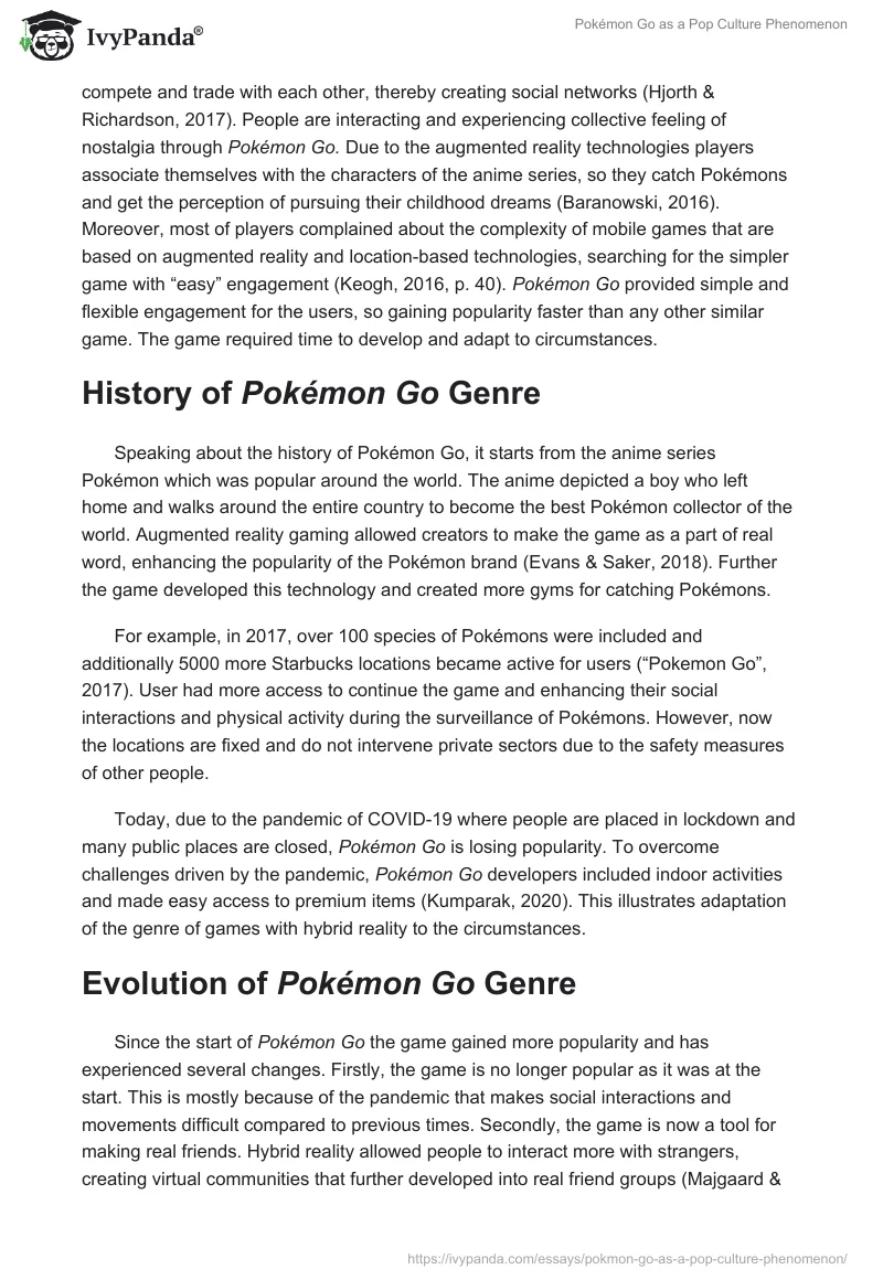Pokémon Go as a Pop Culture Phenomenon. Page 2
